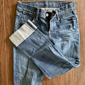 Cropped straight legged jeans